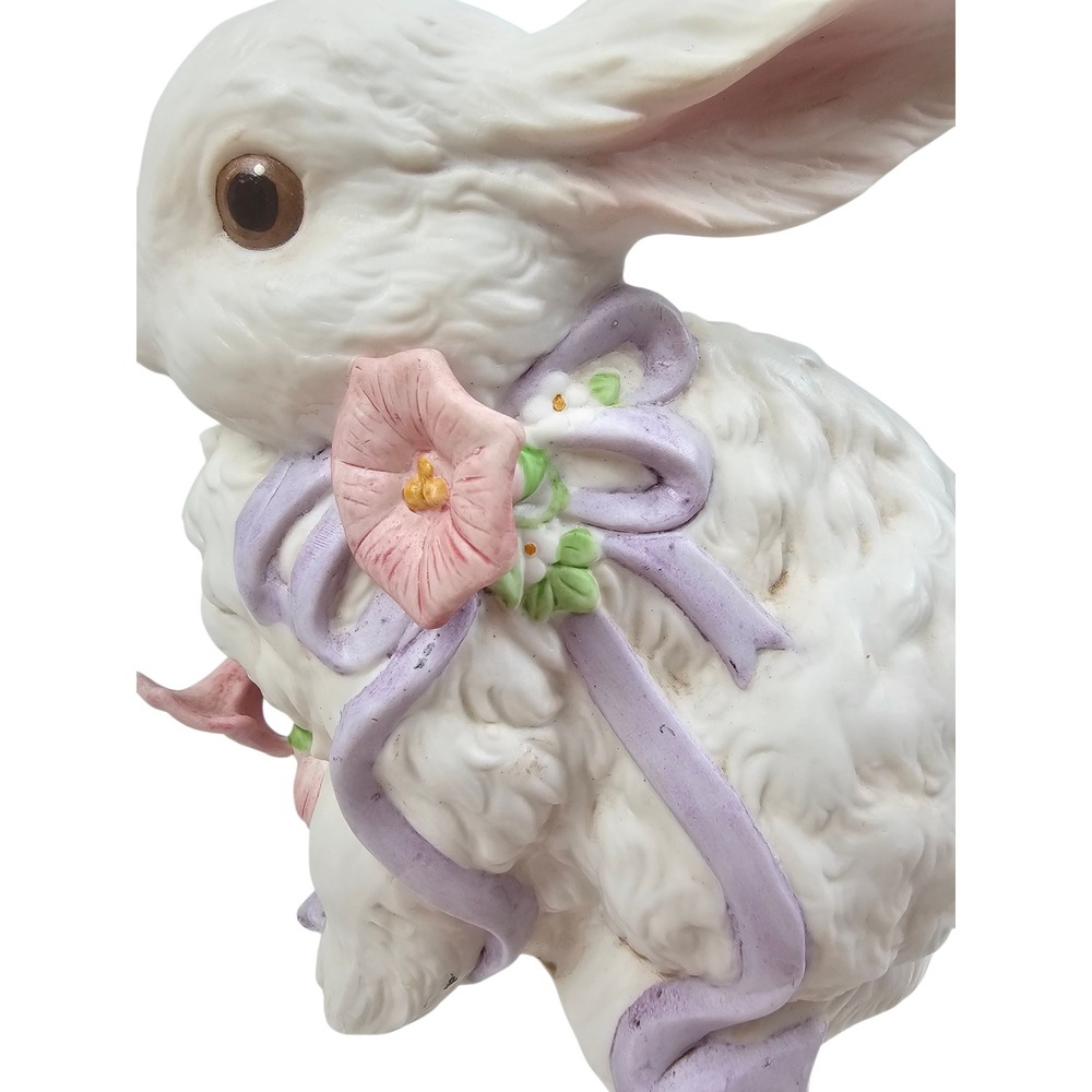 Vintage 1988 Enesco Bunny Rabbit Musical Figurine G.G. Santiago Morning Glory - Picture 5 of 12